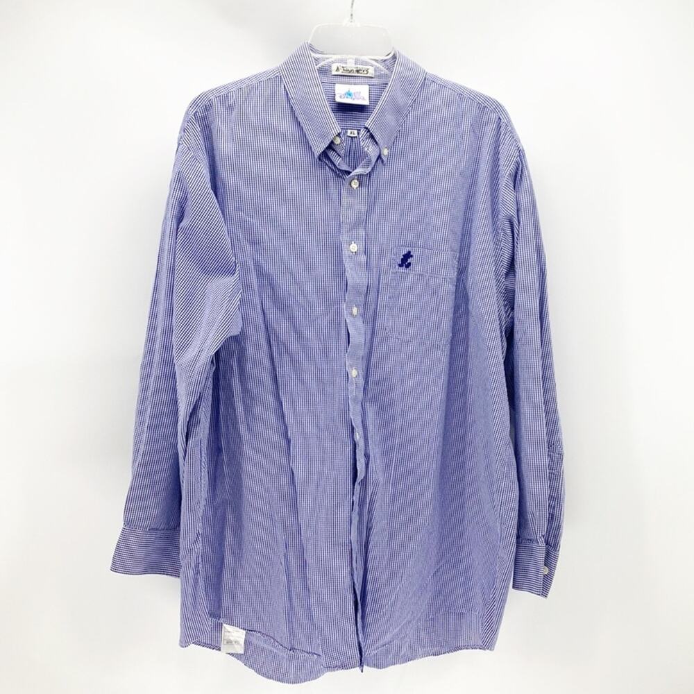 Disneyland Resort Mickey embroidered blue checkered button down size XL Disney